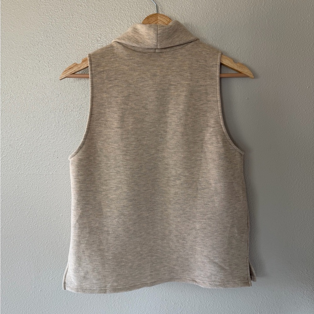 NWT OGL FuzzLuxe Turtleneck Split Hem Top Sleeveless Sweater Heather Morganite M - Picture 7 of 7